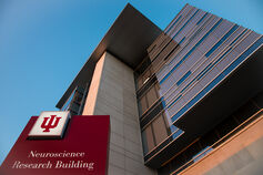 Neuroscience Research Building corner and sign.